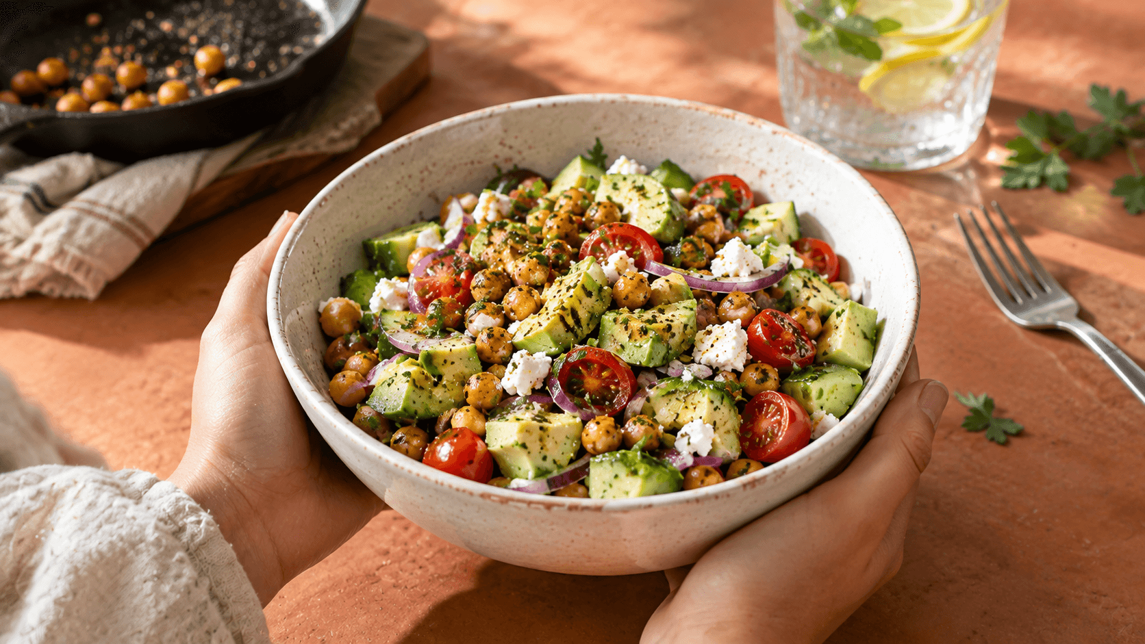 Whole Food Clean Eating Meal Ideas: Chickpea Avocado Bowl