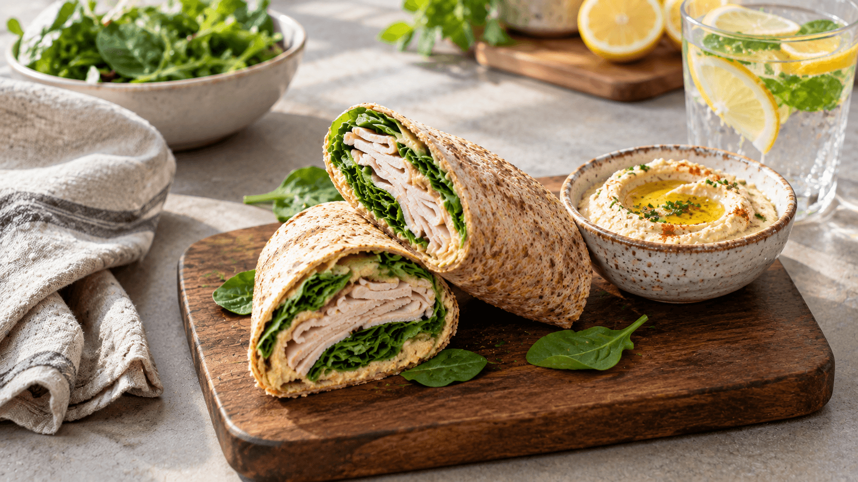 Whole Food Clean Eating Meal Ideas: The 5-Minute Turkey Hummus Wrap