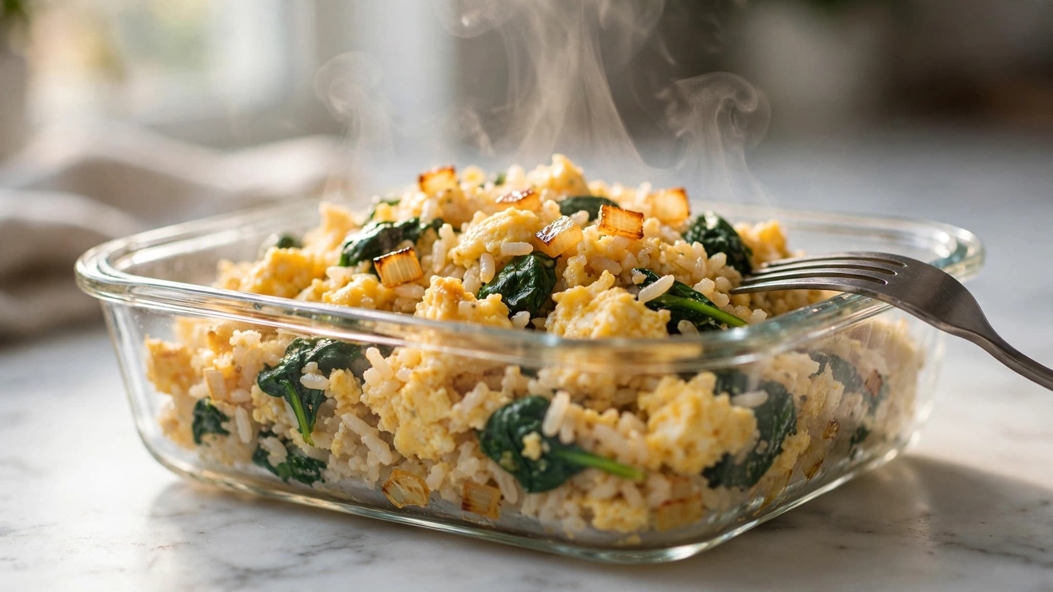 Cheap Healthy Meal Prep for Bodybuilding: 5-Ingredient Egg and Rice Scramble