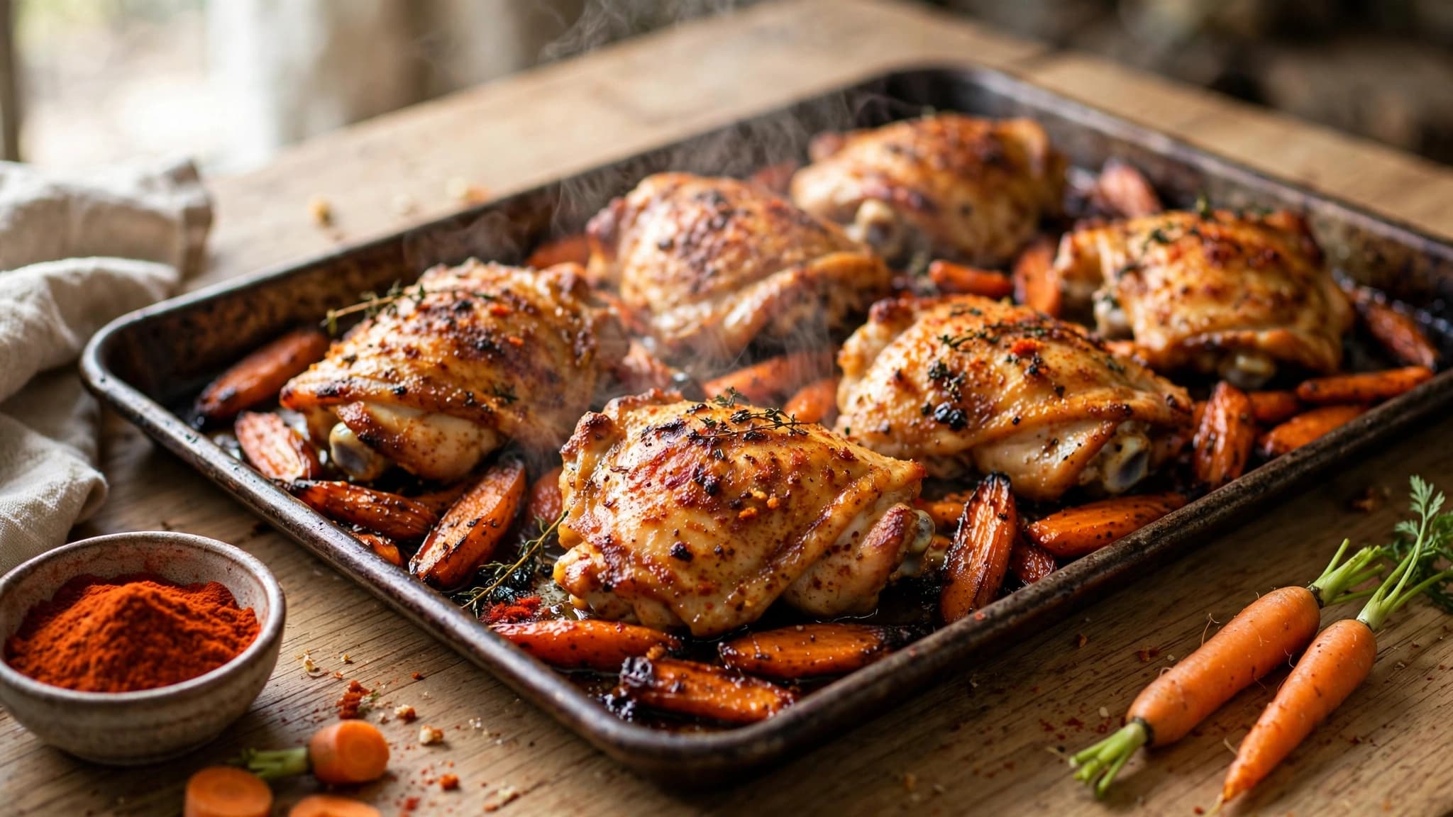 Cheap Healthy Meal Prep for Bodybuilding: Cajun Chicken Thighs with Roasted Carrots