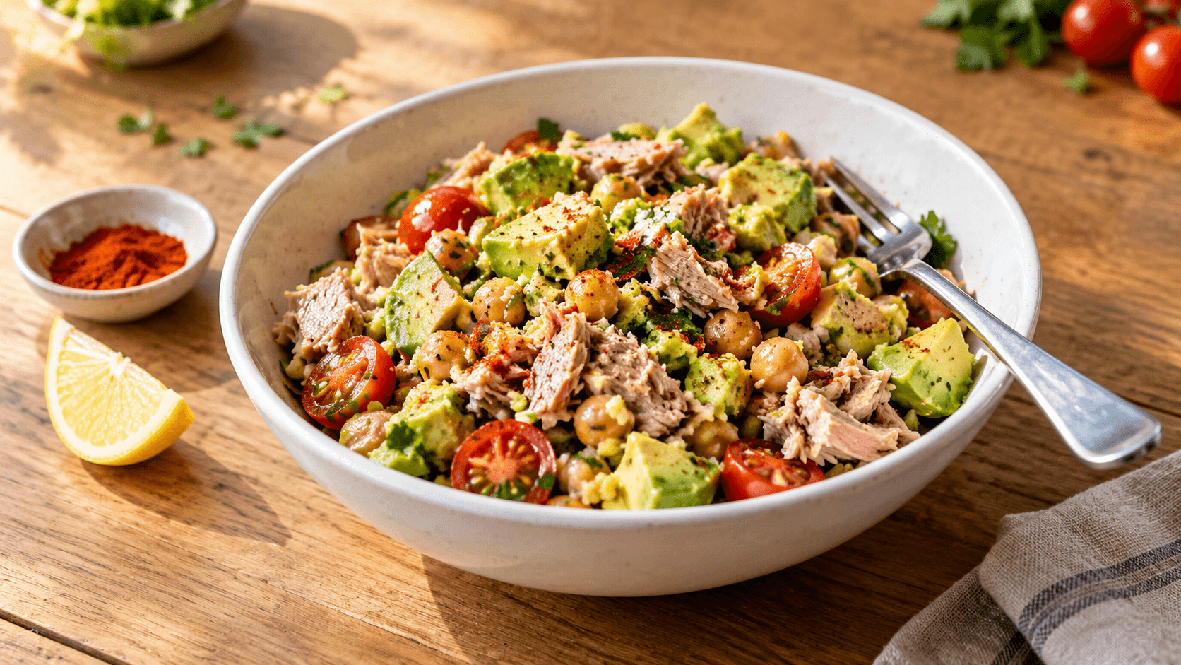 Cheap Healthy Meal Prep for Bodybuilding: Budget Tuna Avocado Chickpea Salad (Under $3 a Serving)