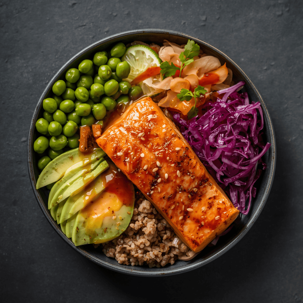 Grilled Honey-Sriracha Salmon Power Bowl