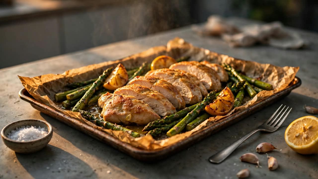 One-Pan Lemon Garlic Chicken Breast and Asparagus
