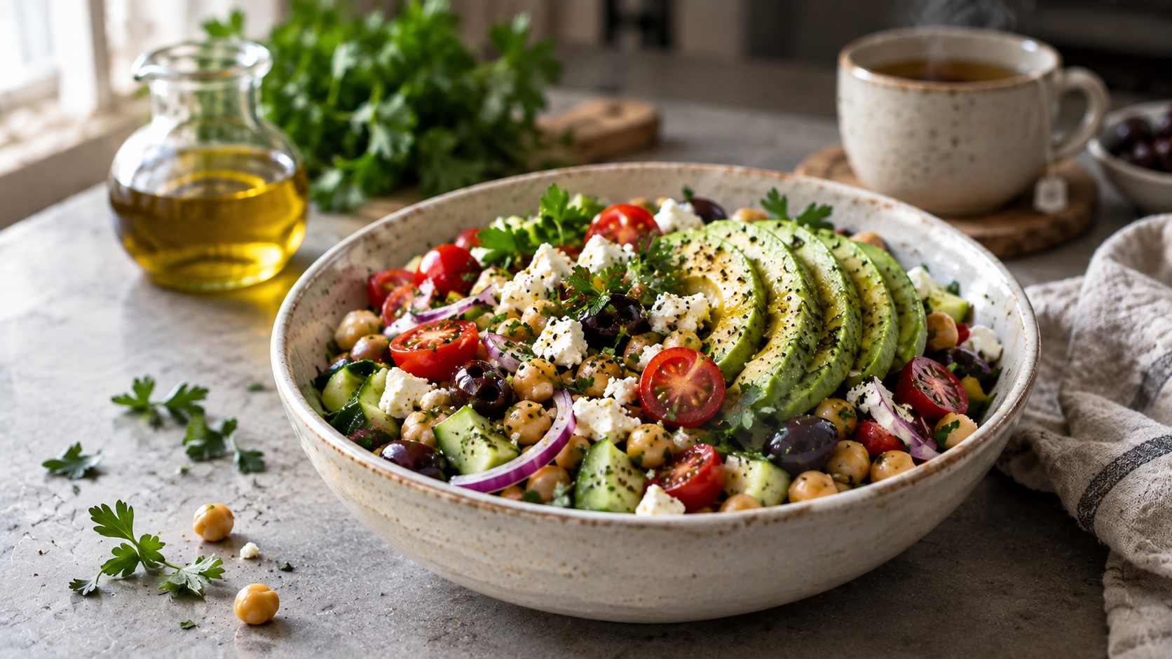 15-Minute Mediterranean Chickpea Bowl With Avocado