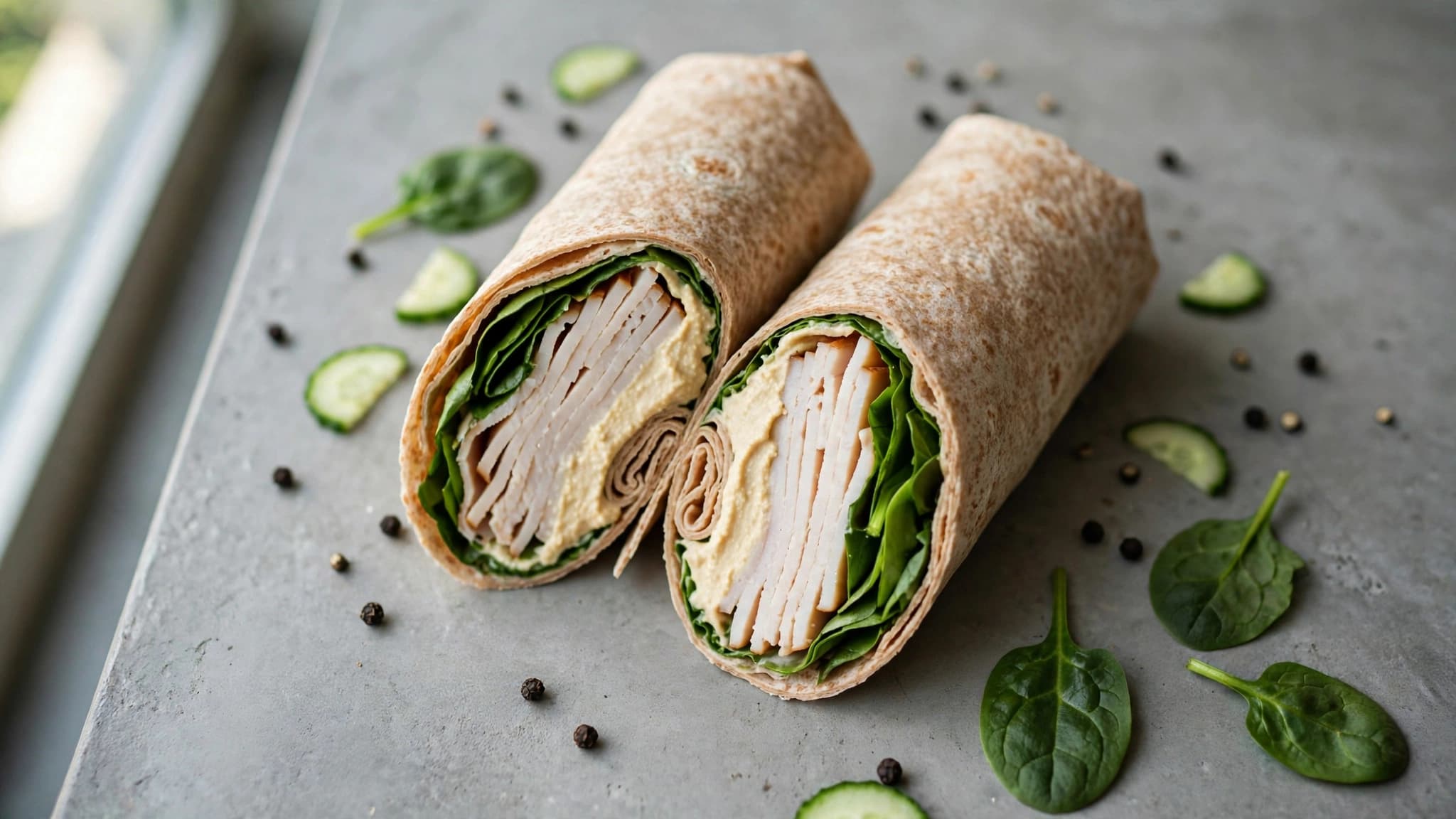 Whole Wheat Turkey Hummus Wrap