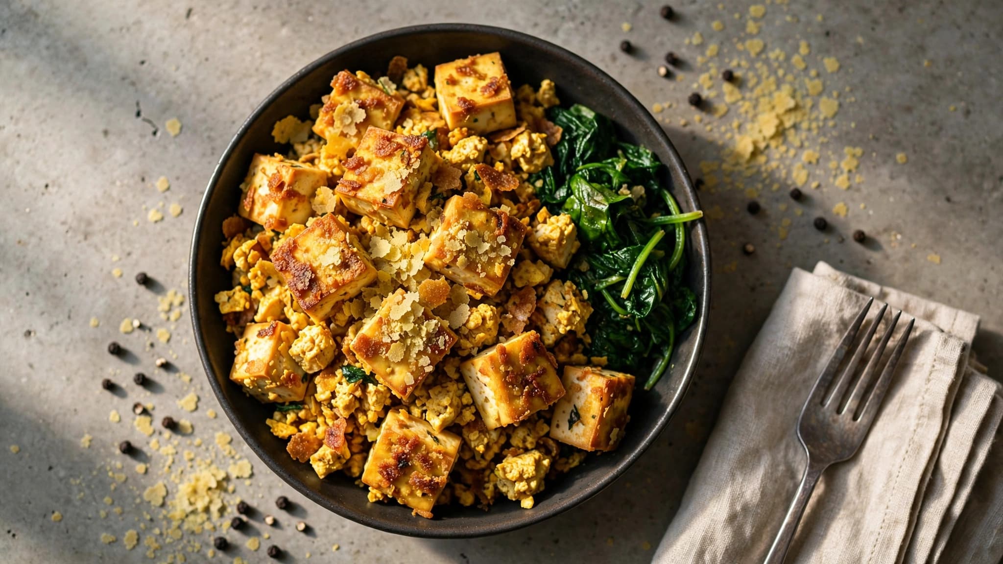 Crispy Garlic Tofu Scramble