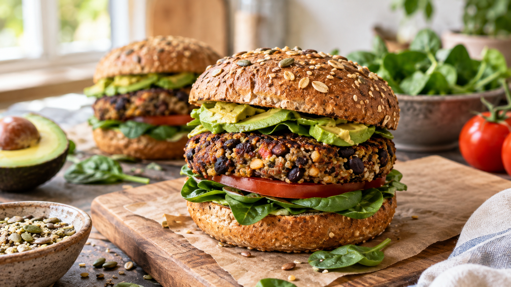 High-Protein Black Bean and Quinoa Veggie Burgers
