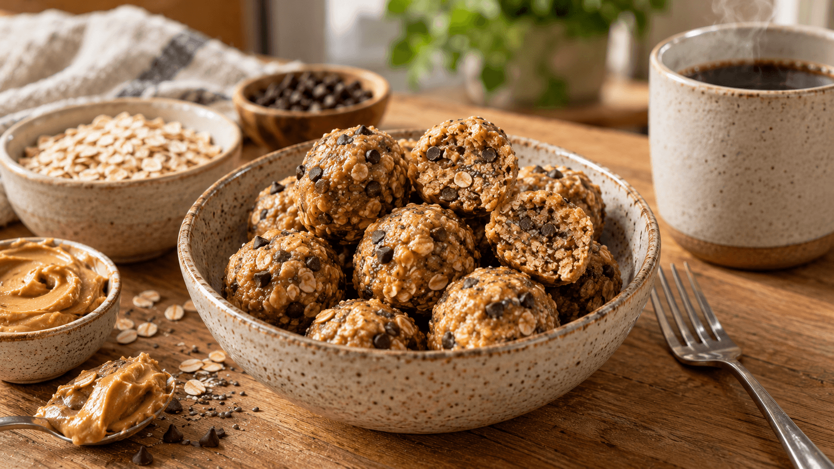 No-Bake Peanut Butter Protein Oatmeal Balls