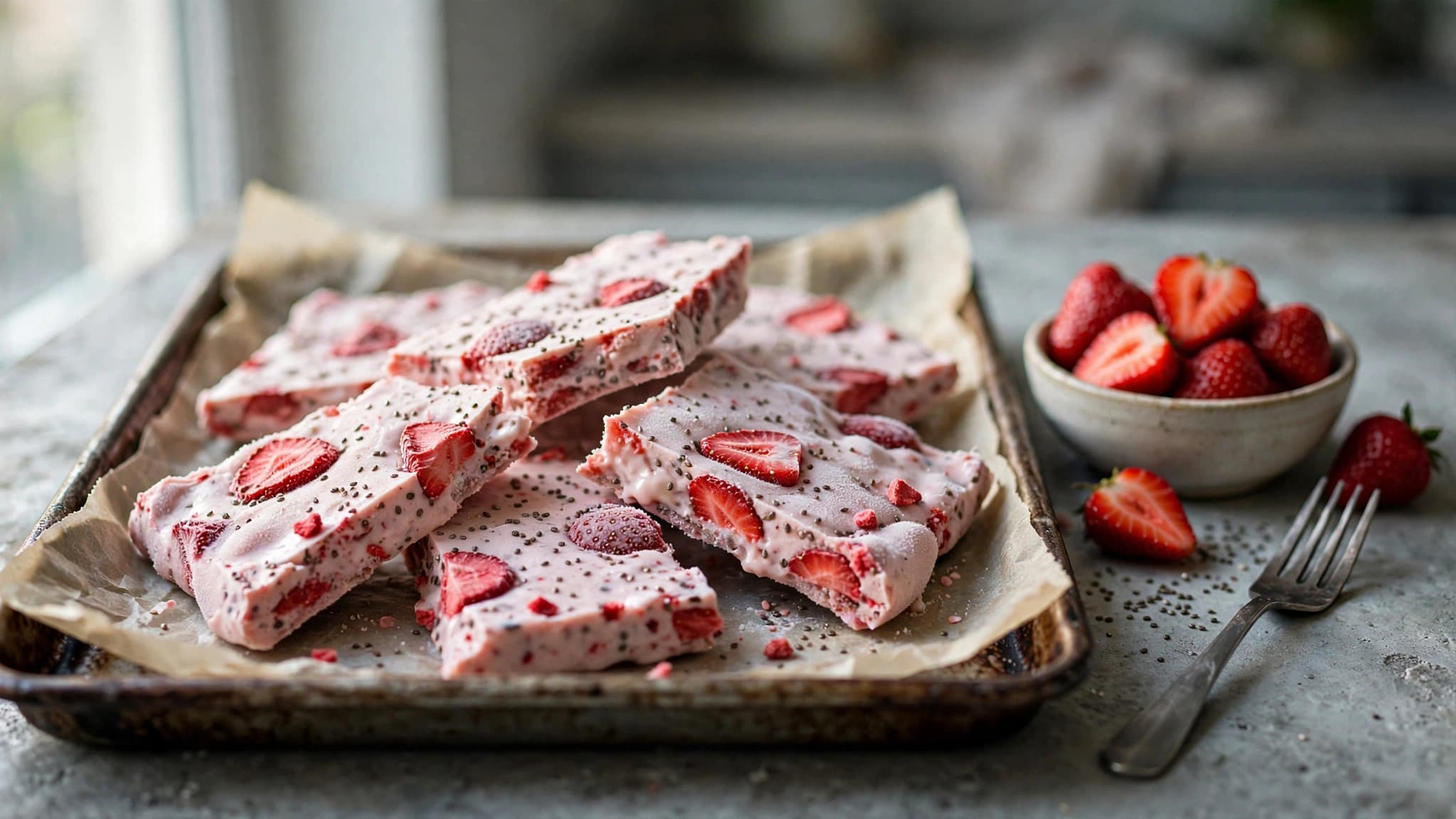 Strawberry Protein Yogurt Bark