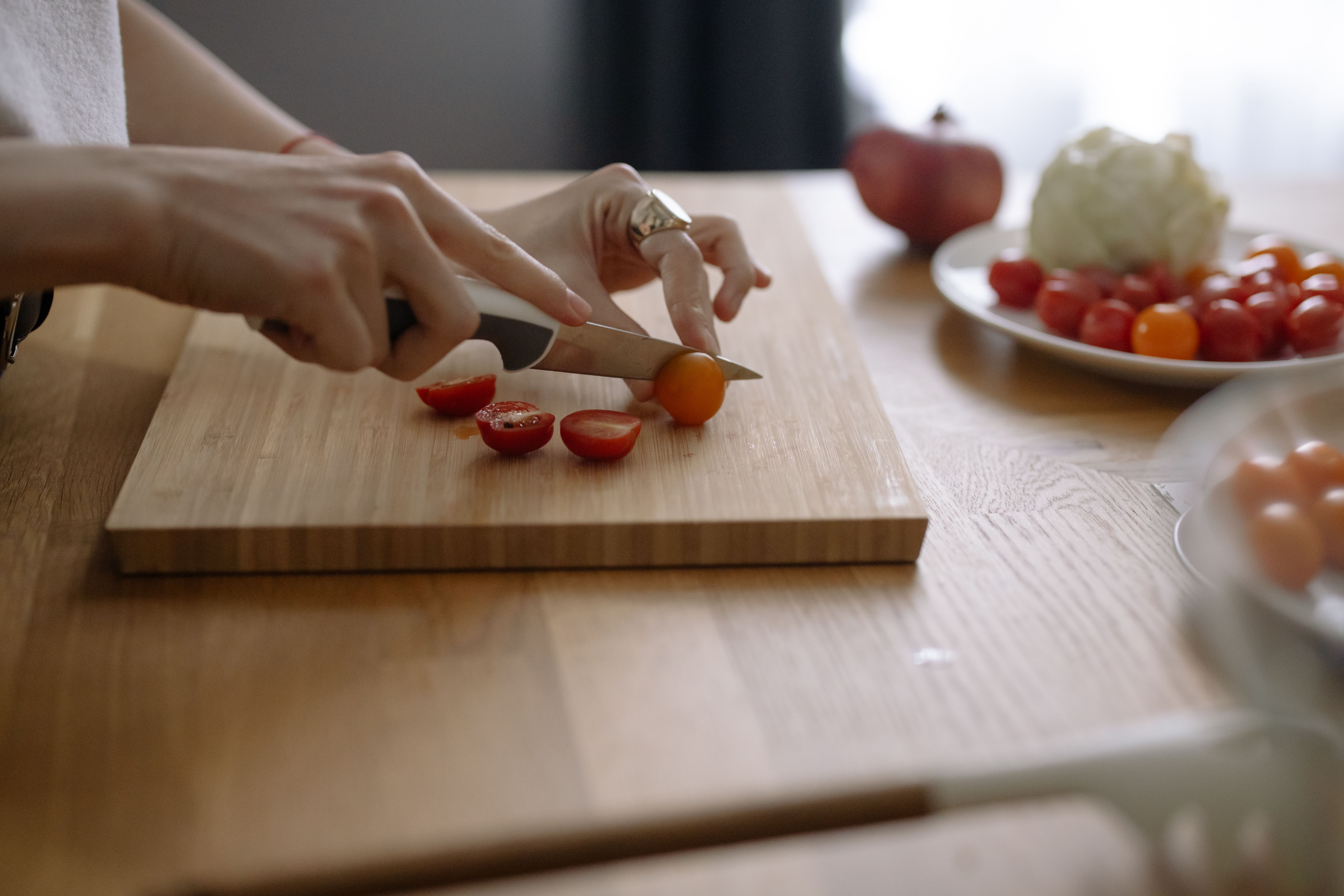 Preparing a healthy meal in the kitchen